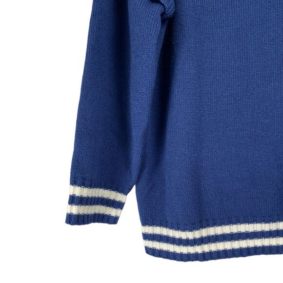 Dazy Oversized Preppy Deep V-Neck Sweater Women's Blue Chunky Knit Size: L 511 - Picture 3 of 6
